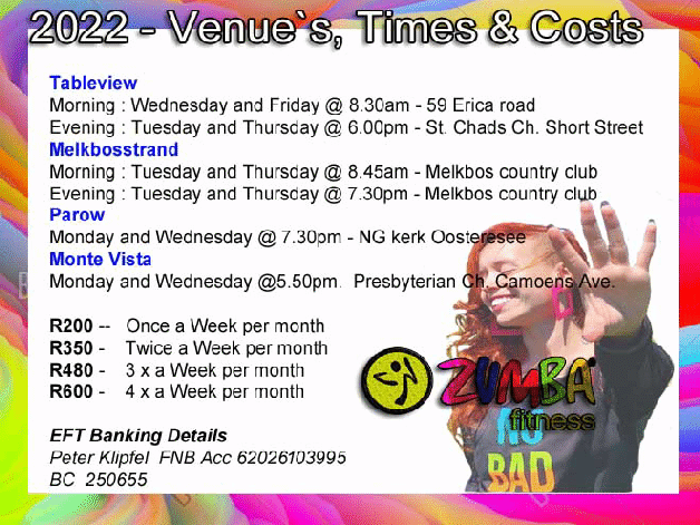 Zumba class prices in Cape Town 